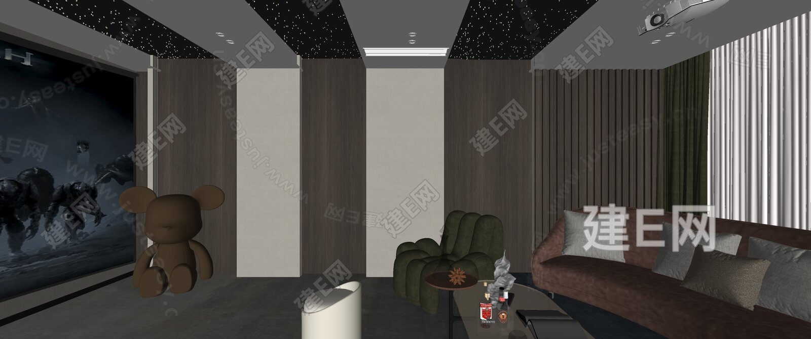 现代影音室模型SU模型下载[ID:112609979]_建E室内设计网