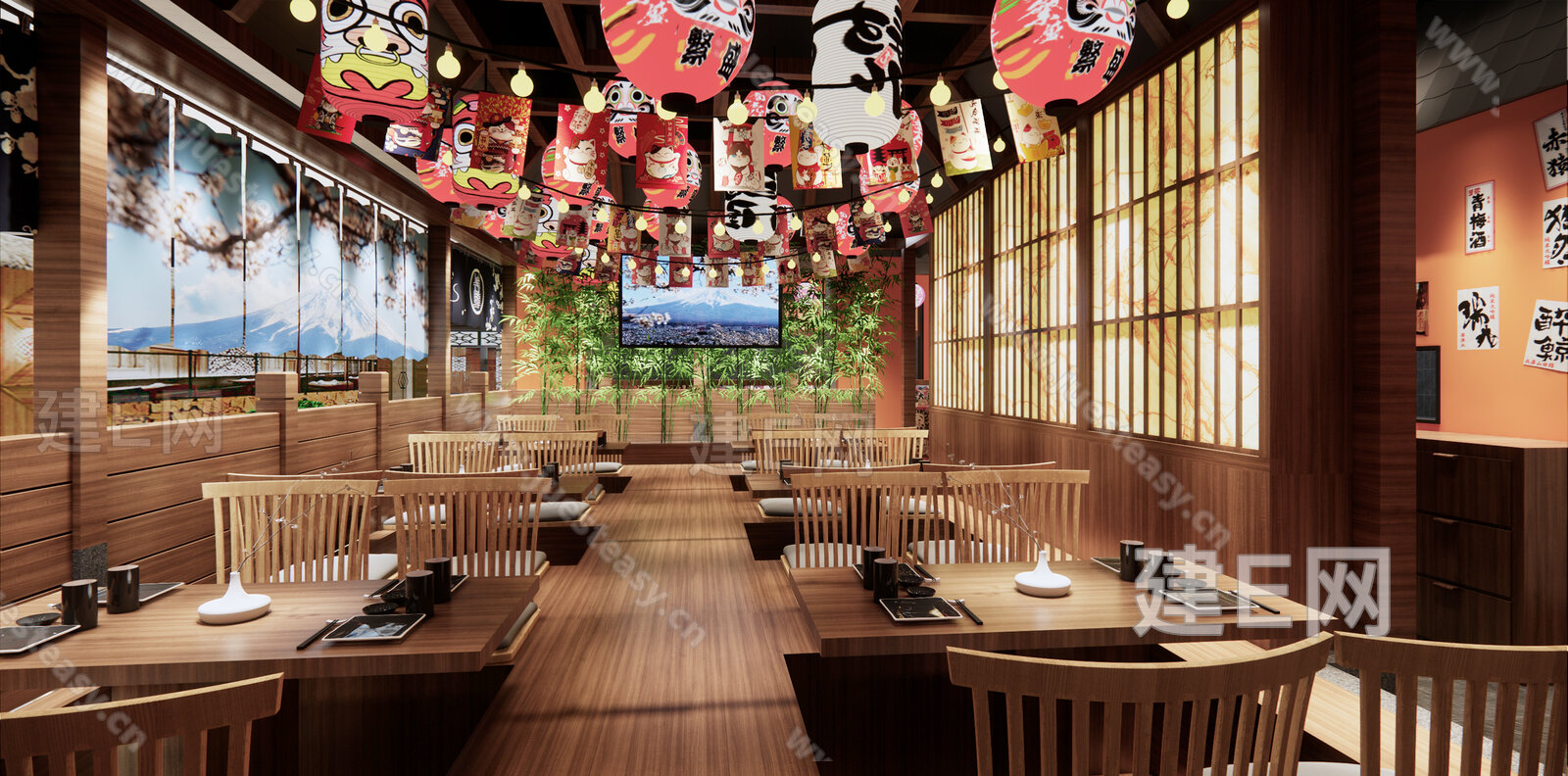 日式料理店模型SU模型下载[ID:112413348]_建E室内设计网