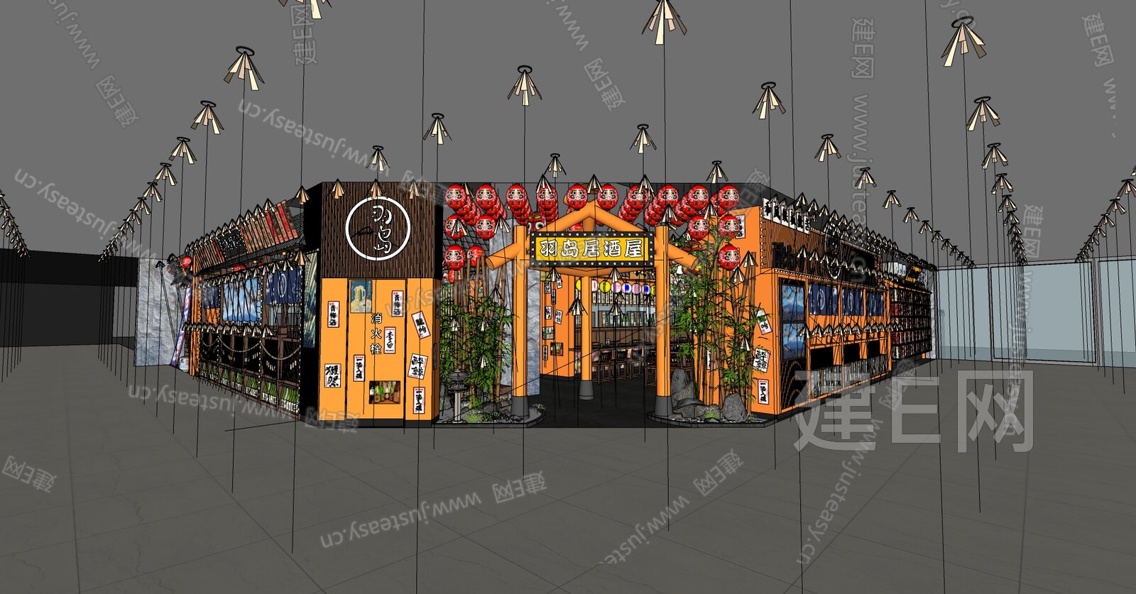 日式料理店模型SU模型下载[ID:112413348]_建E室内设计网