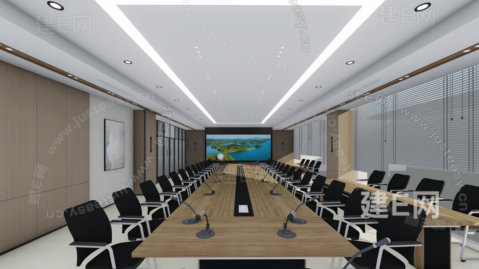 现代会议室模型SU模型下载[ID:112347829]_建e网su模型