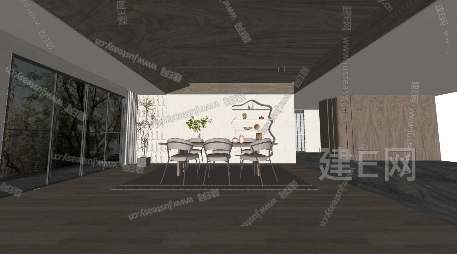 现代餐厅模型SU模型下载[ID:113068762]_建e网su模型