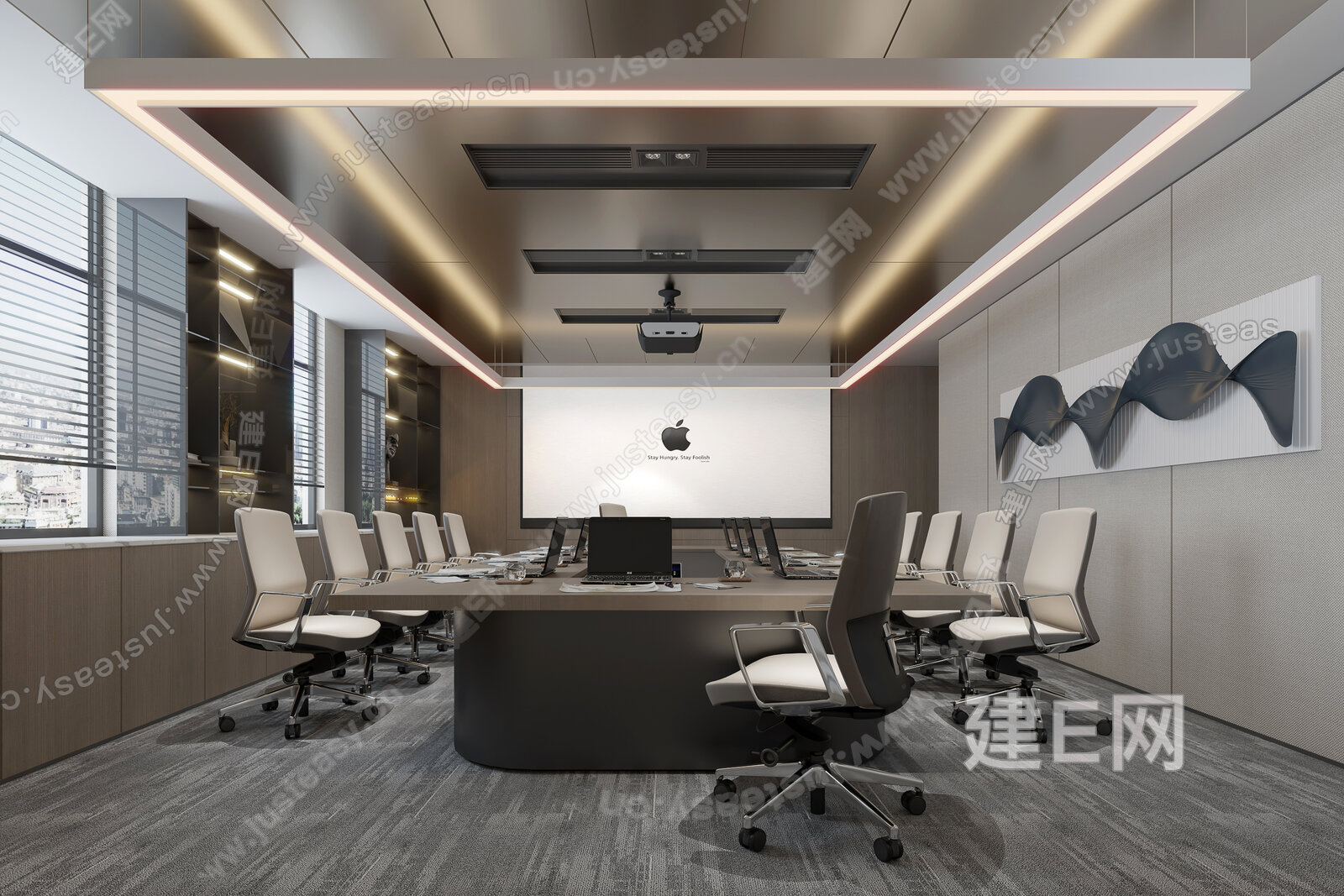 现代会议室3d模型下载[ID:105534807]_建e网3d模型