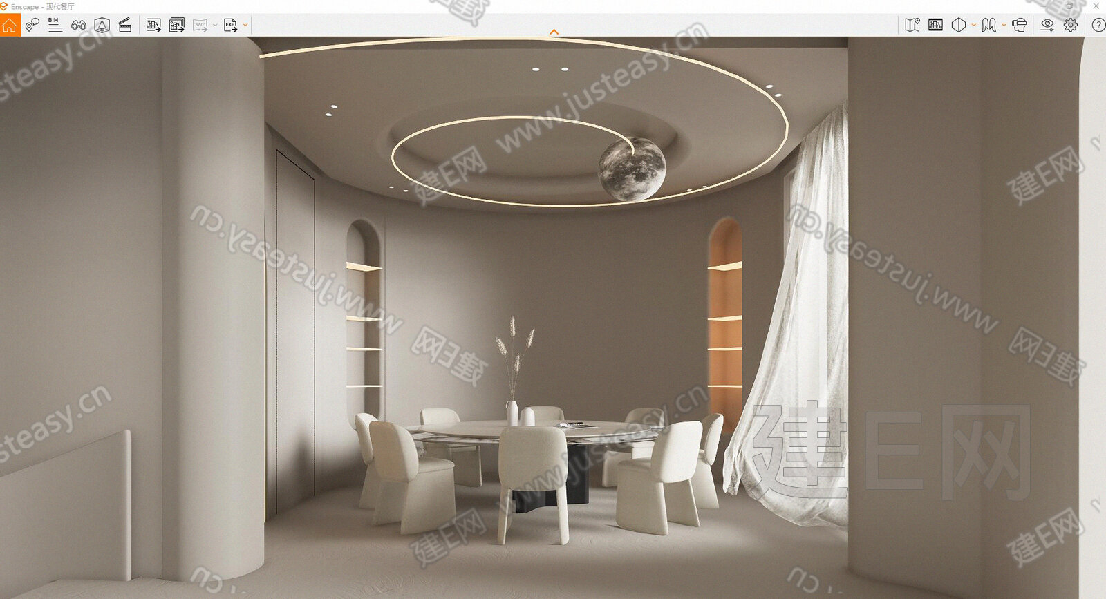 现代餐厅模型SU模型下载[ID:105008498]_建E室内设计网