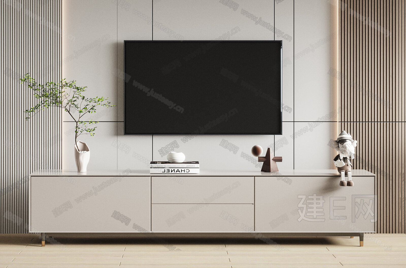 现代电视柜模型SU模型下载[ID:105598434]_建e网su模型