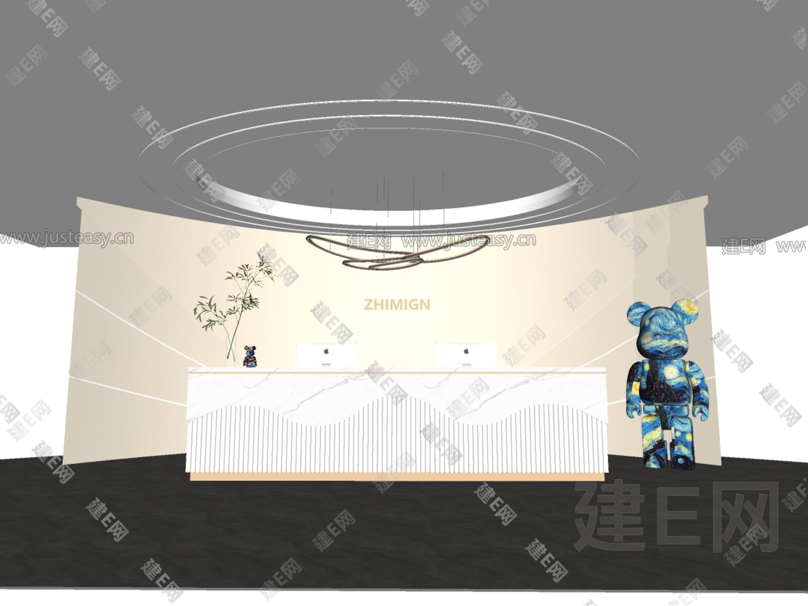 现代公司前台模型SU模型下载[ID:105401660]_建e网su模型