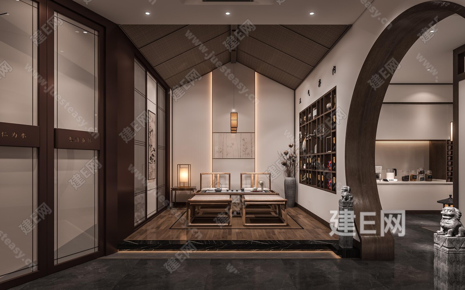 新中式茶楼3d模型下载[ID:107762947]_建e网3d模型