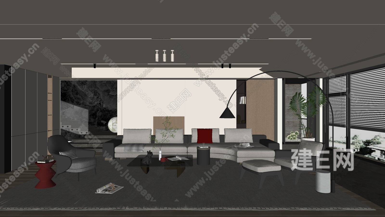 Minotti 米洛提 现代沙发茶几组合模型SU模型下载[ID:106253764]_建e网su模型