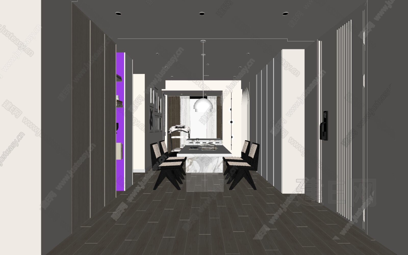 侘寂风餐厅模型SU模型下载[ID:105991452]_建e网su模型