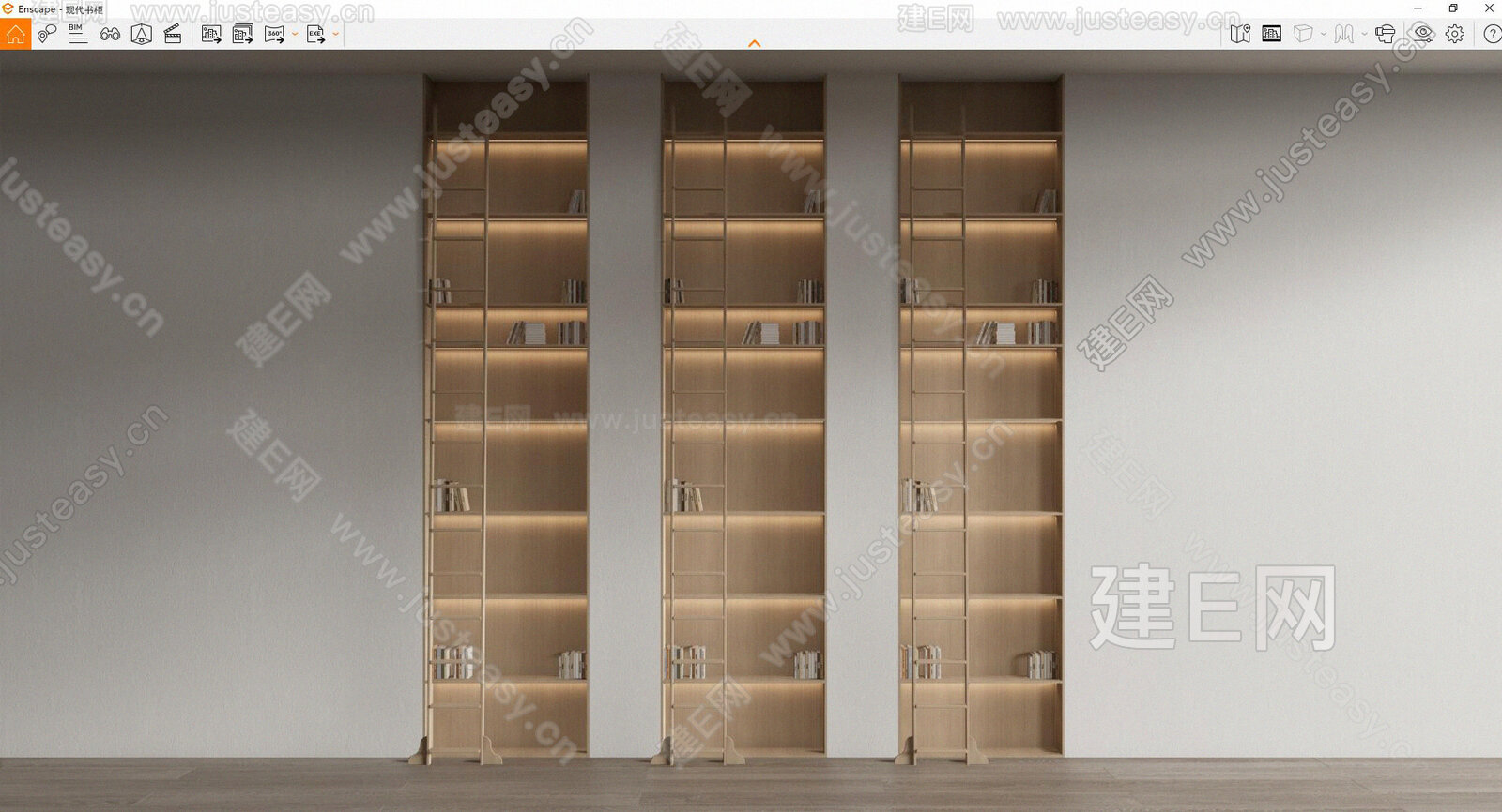 现代书柜 模型SU模型下载[ID:105991524]_建E室内设计网
