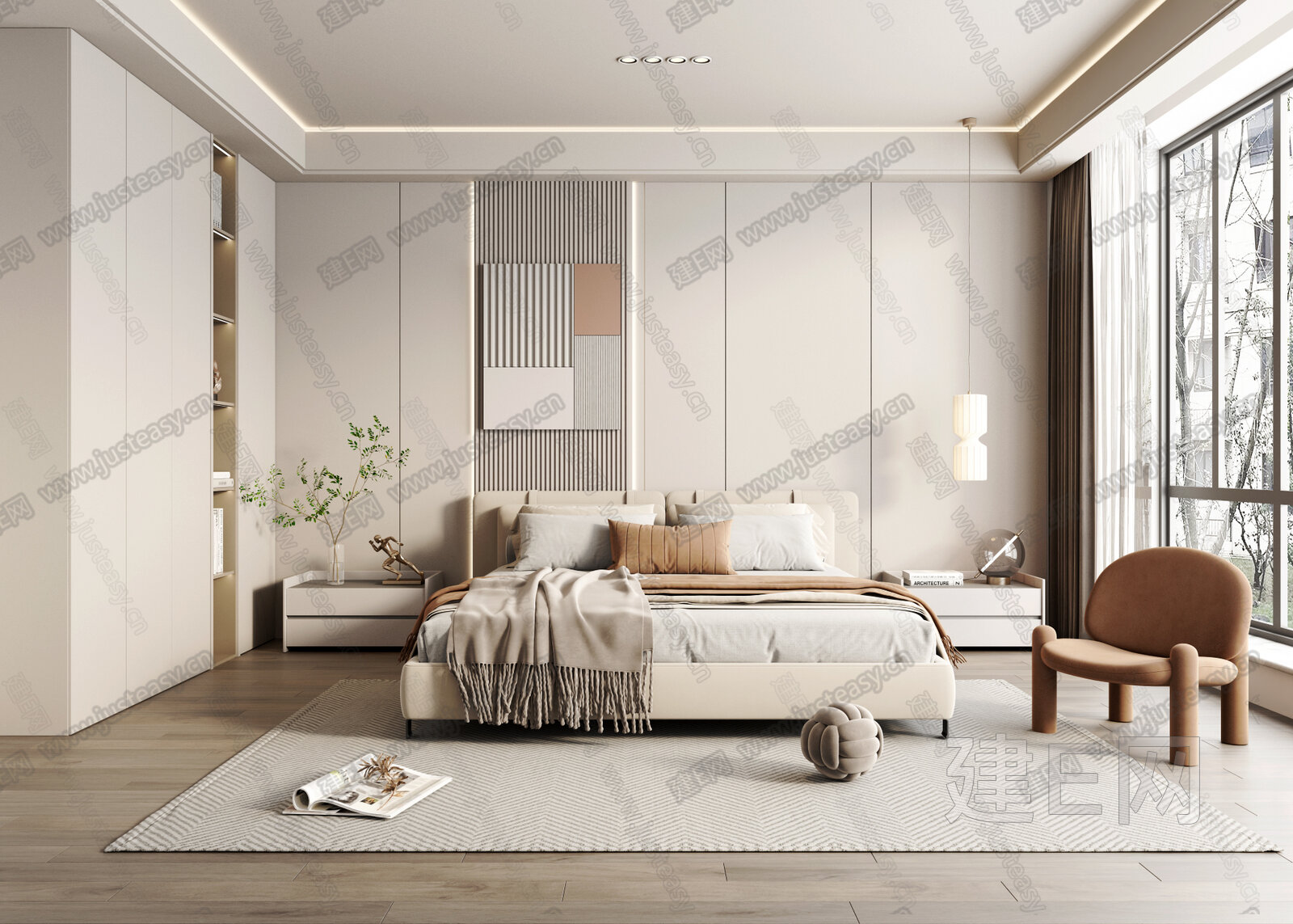 现代卧室3d模型下载[ID:107501025]_建e网3d模型