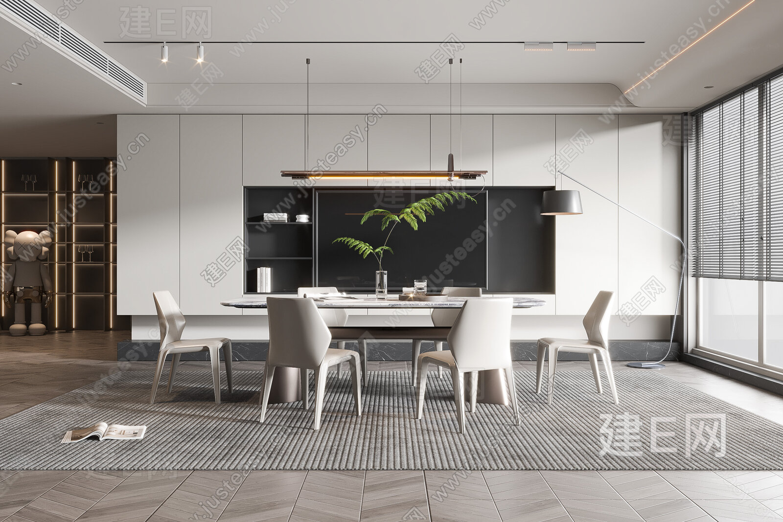 【现代餐厅3d模型】建e网_现代餐厅3d模型下载[ID:107632009]_打造3d现代餐厅模型免费下载平台