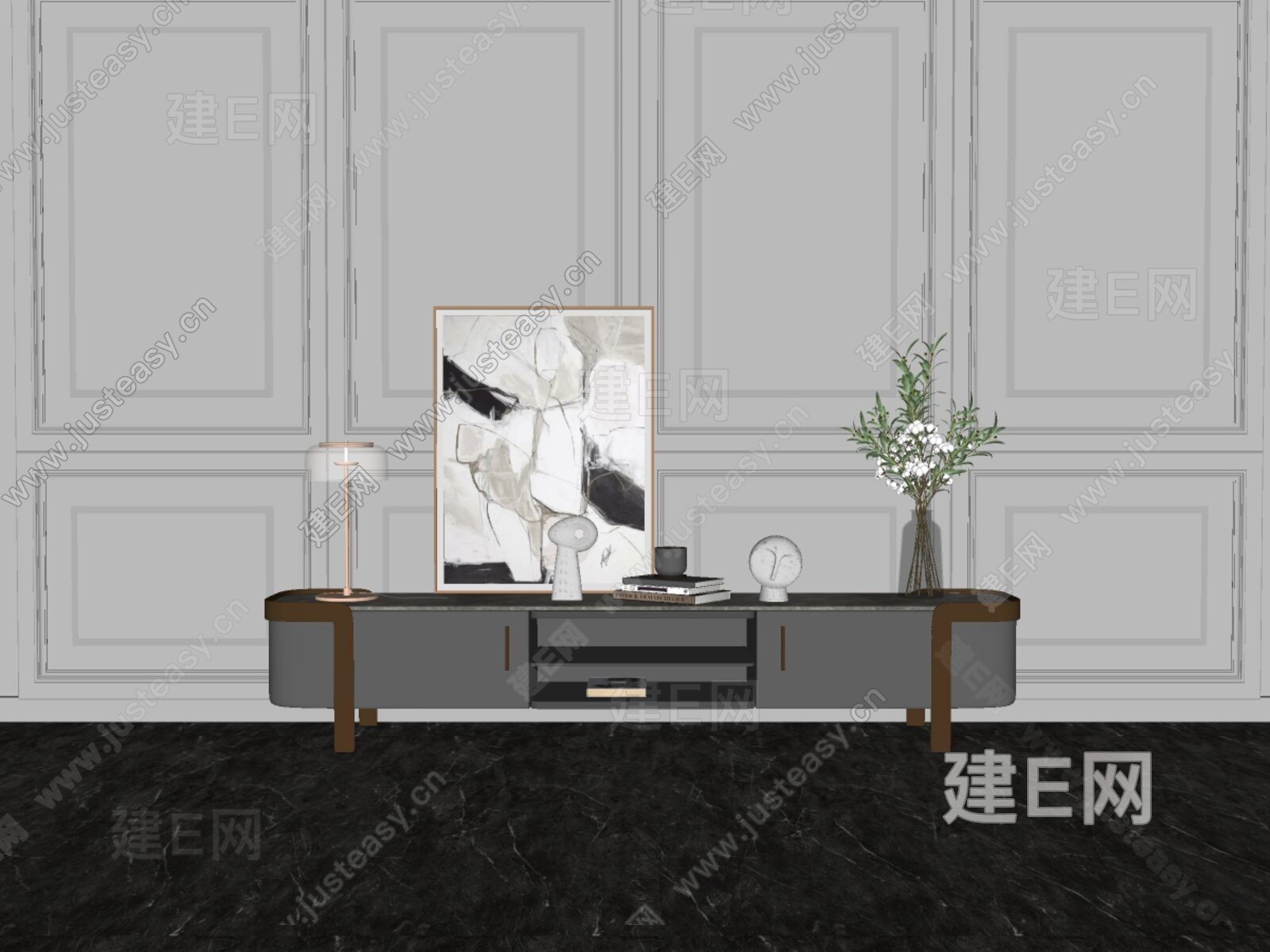 现代电视柜模型SU模型下载[ID:106778036]_建e网su模型