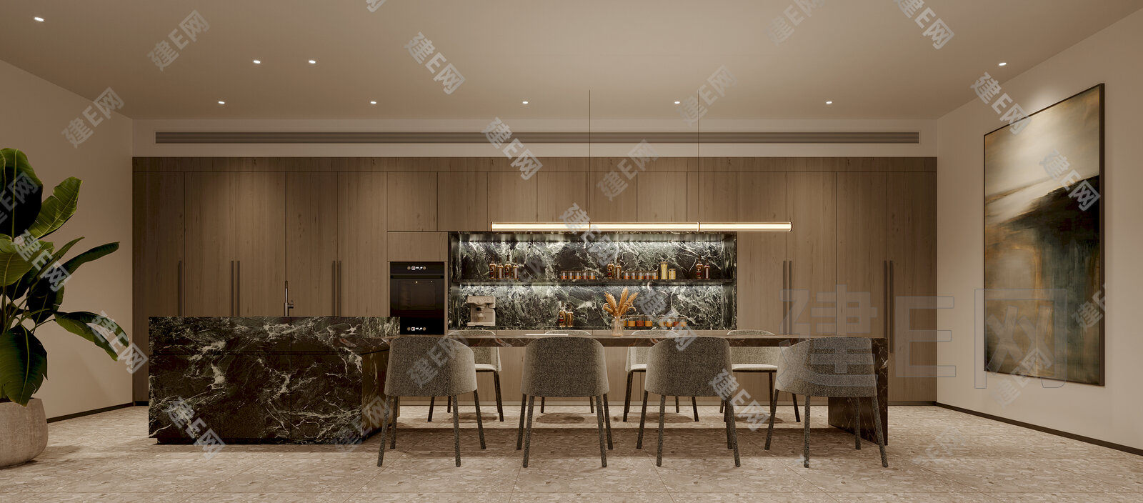 【现代餐厅3d模型】建E网_现代餐厅3d模型下载[ID:108287257]_打造3d现代餐厅模型免费下载平台