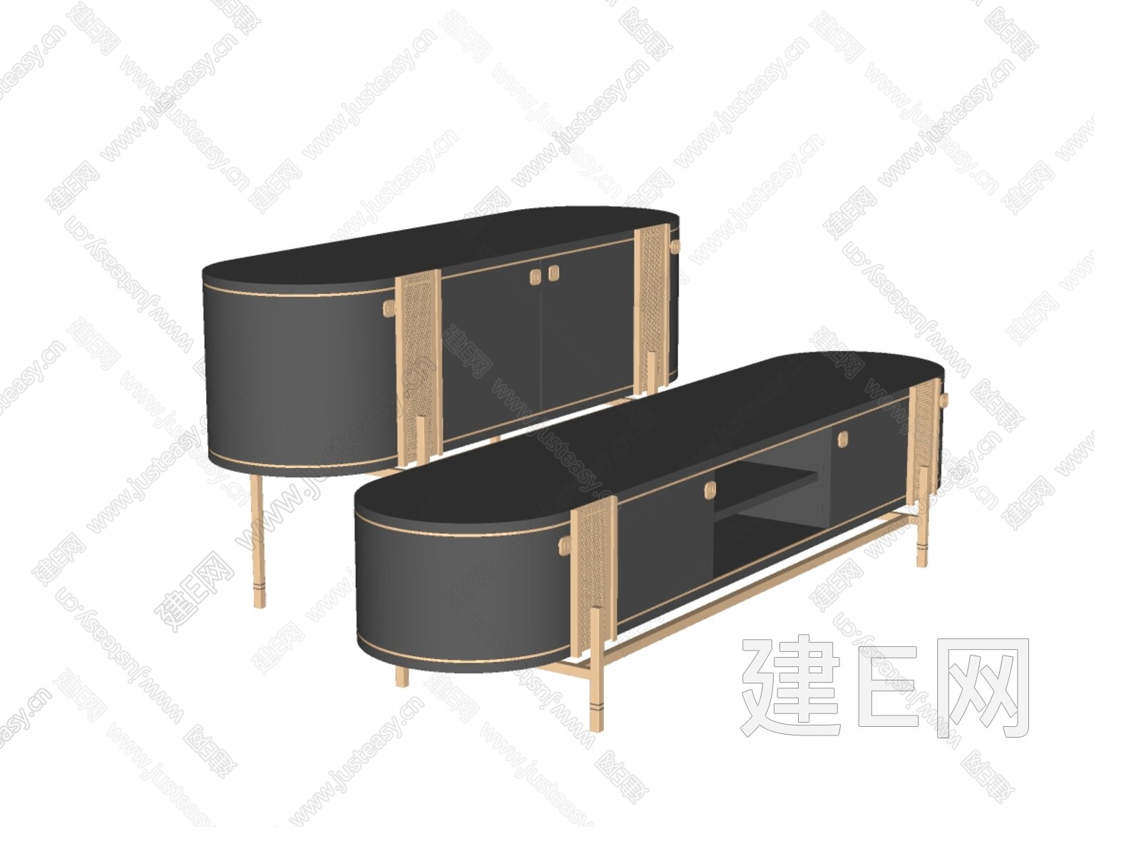 现代电视柜模型SU模型下载[ID:106712543]_建e网su模型