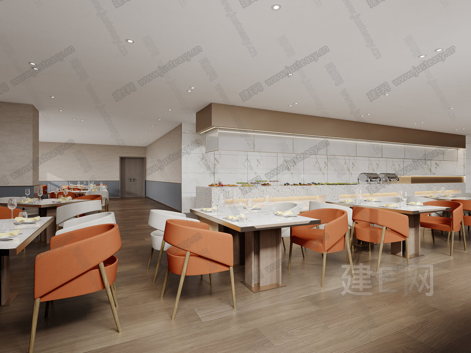 现代自助餐厅3d模型下载[ID:108418535]_建e网3d模型