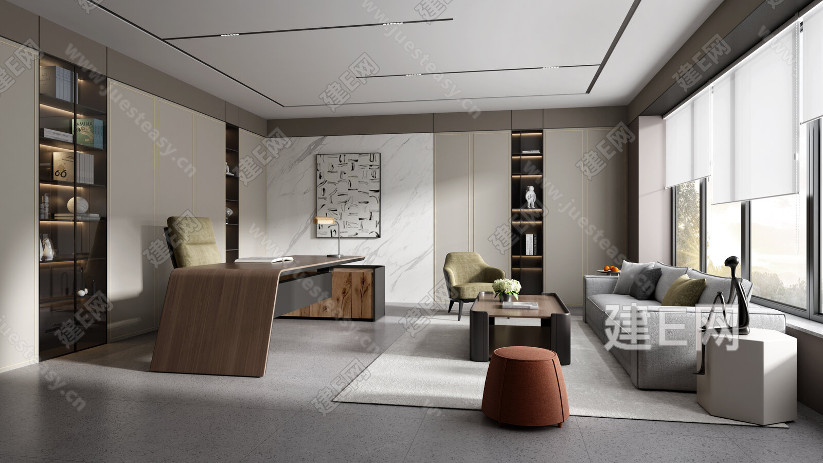 现代经理办公室3d模型下载[ID:108090723]_建e网3d模型