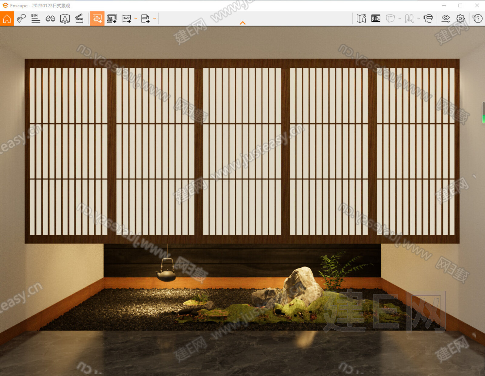 日式庭院景观模型SU模型下载[ID:107302212]_建e网su模型