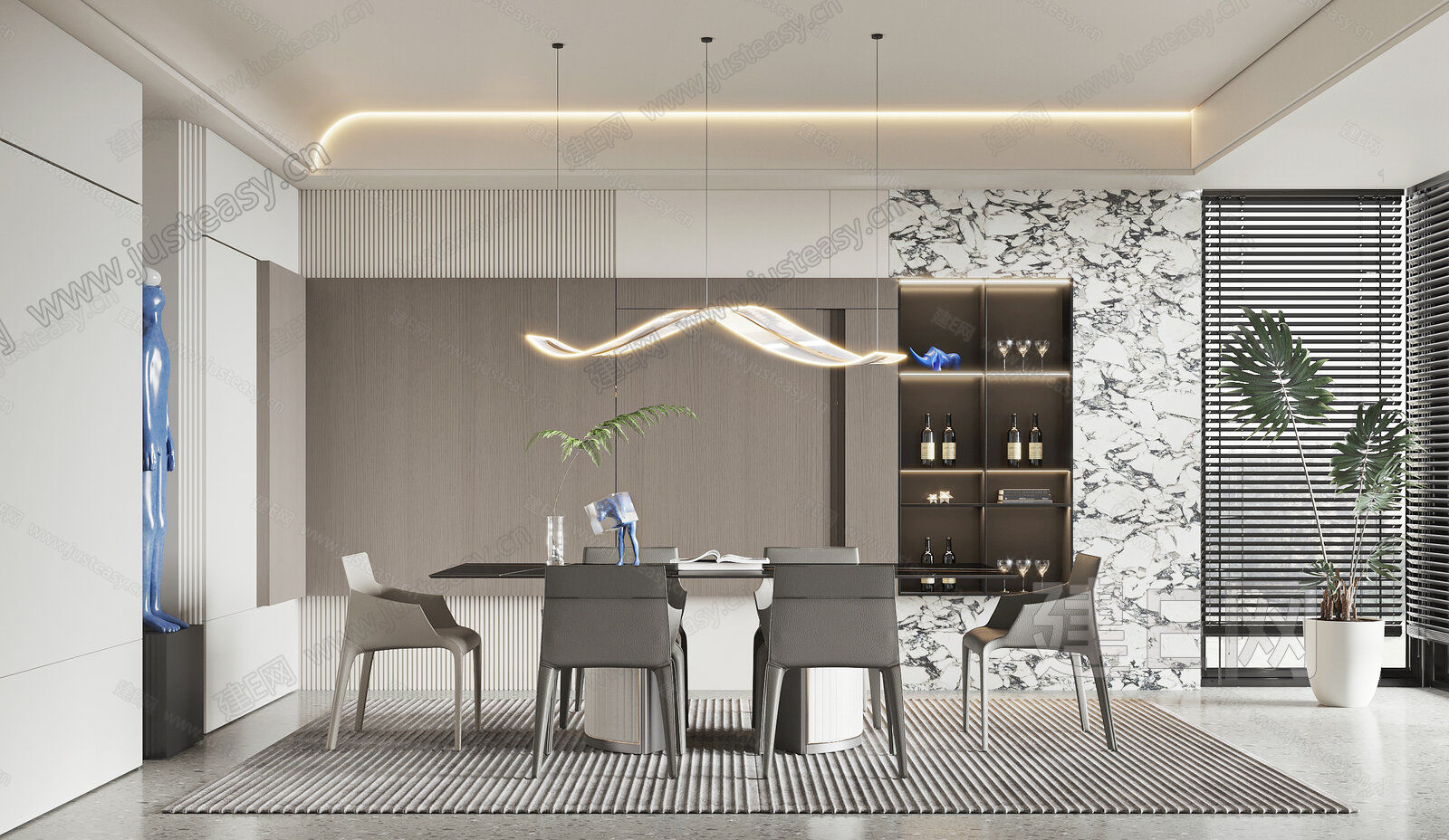 现代餐厅模型SU模型下载[ID:107105749]_建e网su模型