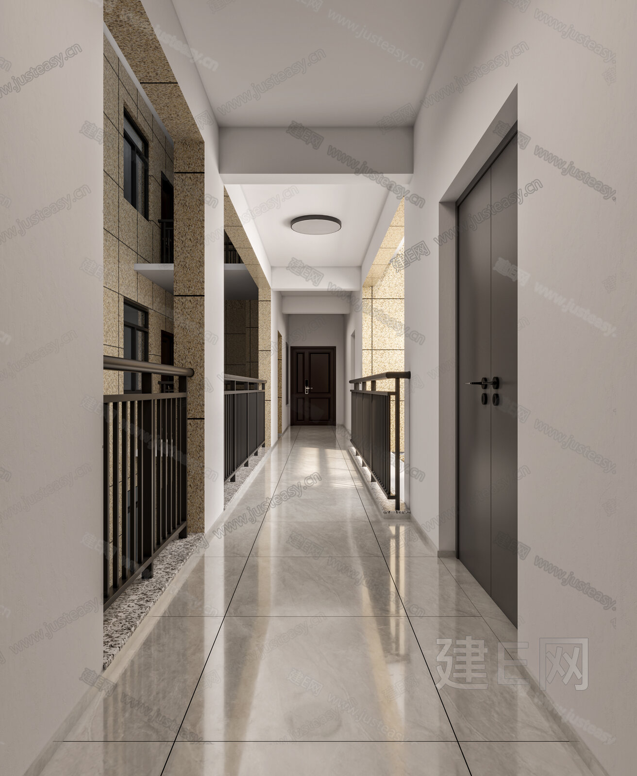 现代过道模型SU模型下载[ID:107761015]_建E室内设计网