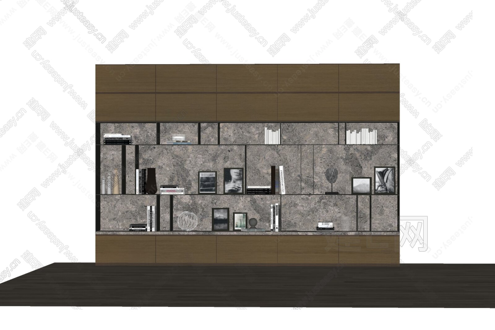 现代书柜模型SU模型下载[ID:107760981]_建E室内设计网