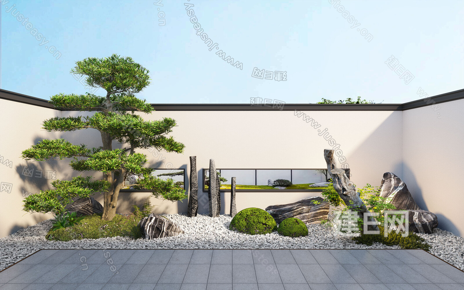 【现代庭院景观3d模型】建E网_现代庭院景观3d模型下载[ID:100947411]_打造3d现代庭院景观模型免费下载平台