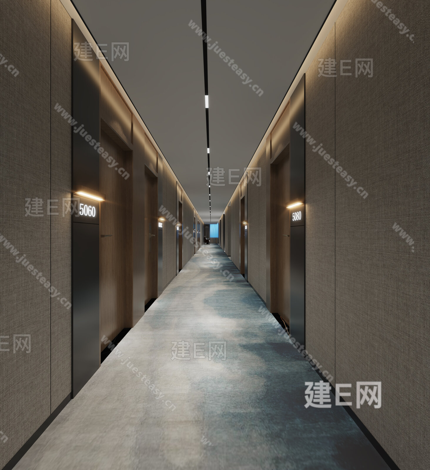 现代风宾馆过道模型SU模型下载[ID:108219707]_建e网su模型