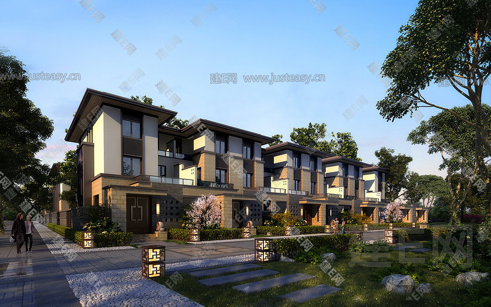 新中式别墅模型SU模型下载[ID:108285414]_建e网su模型