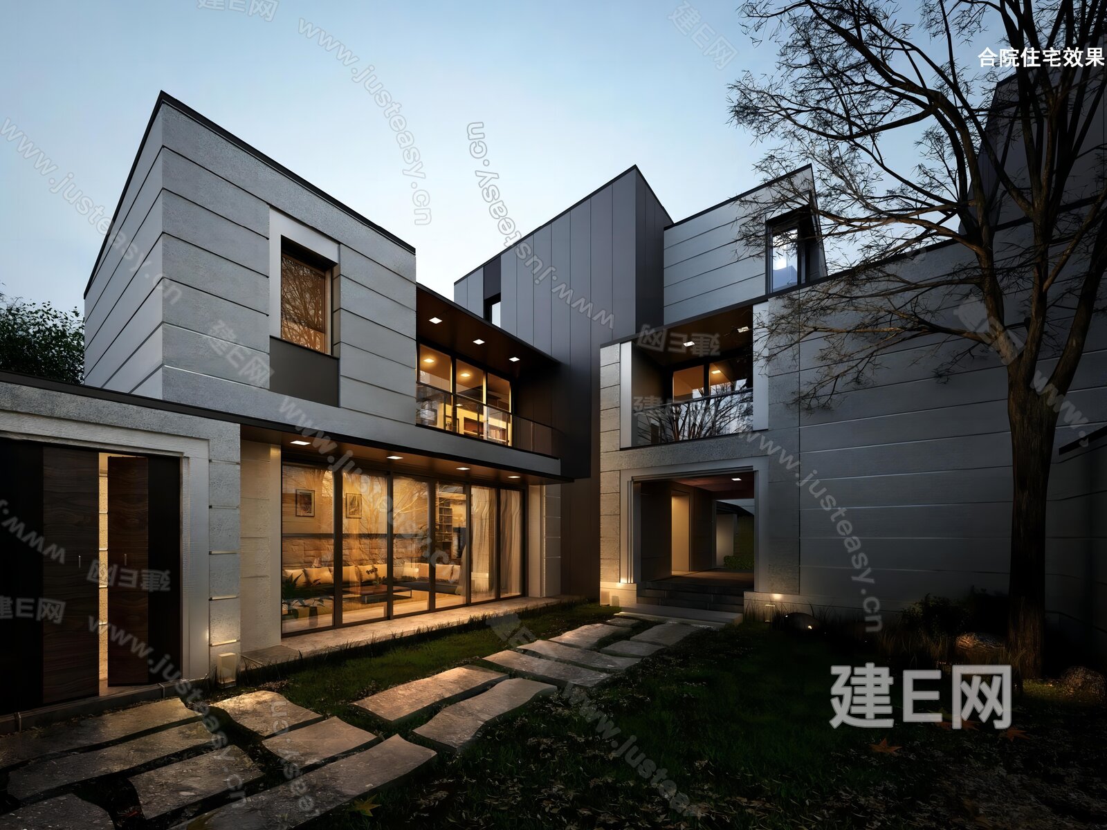 新中式别墅模型SU模型下载[ID:108088783]_建e网su模型