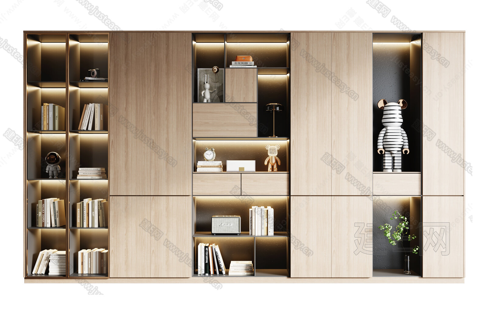 现代书柜模型SU模型下载[ID:108613010]_建E室内设计网