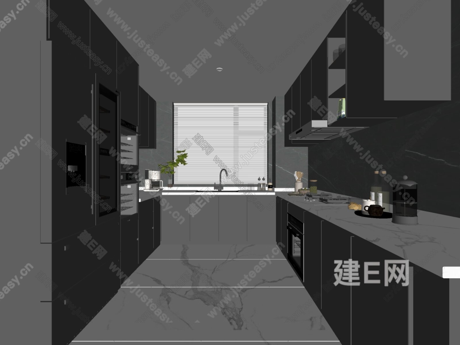 现代厨房模型SU模型下载[ID:108678516]_建E室内设计网