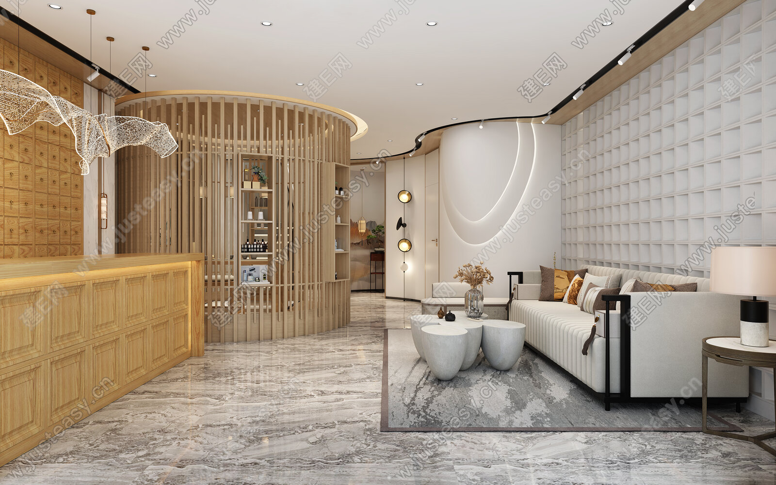 现代酒店大堂3d模型下载[ID:101733759]_建e网3d模型