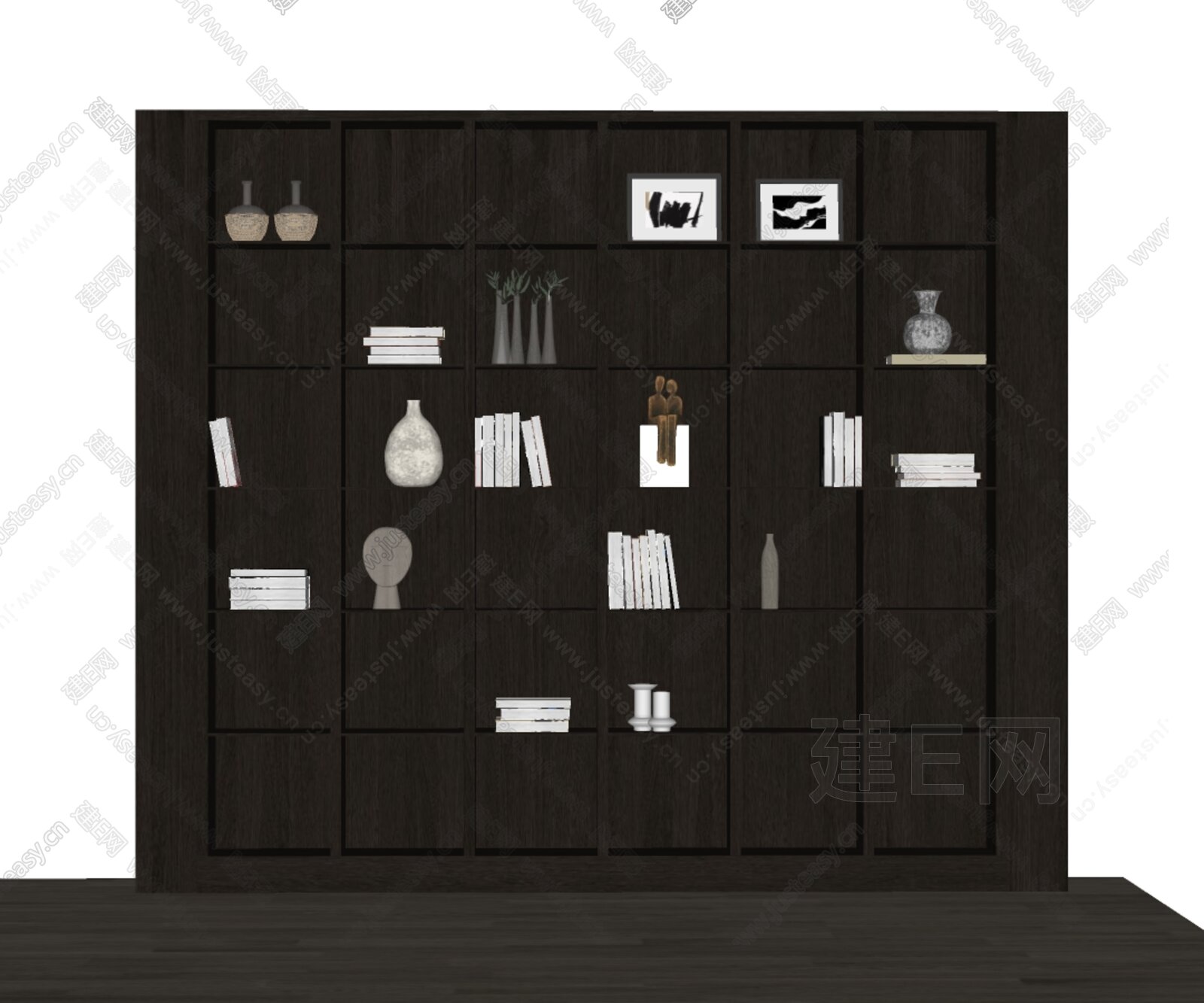 现代书柜模型SU模型下载[ID:101666183]_建E室内设计网