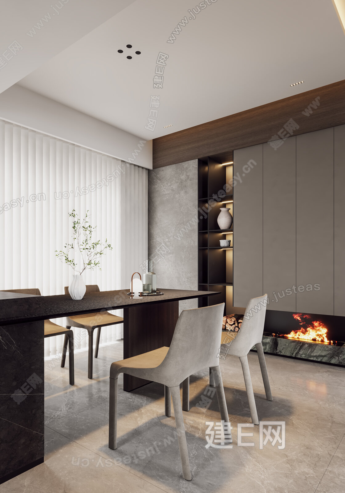 【现代餐厅3d模型】建e网_现代餐厅3d模型下载[ID:103044440]_打造3d现代餐厅模型免费下载平台