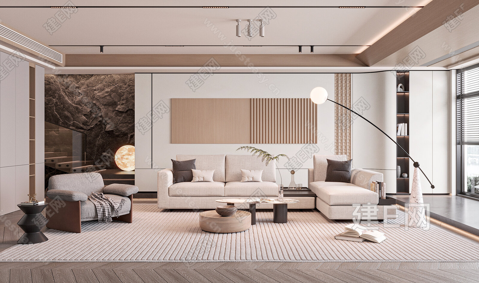 现代客厅模型SU模型下载[ID:101207346]_建e网su模型