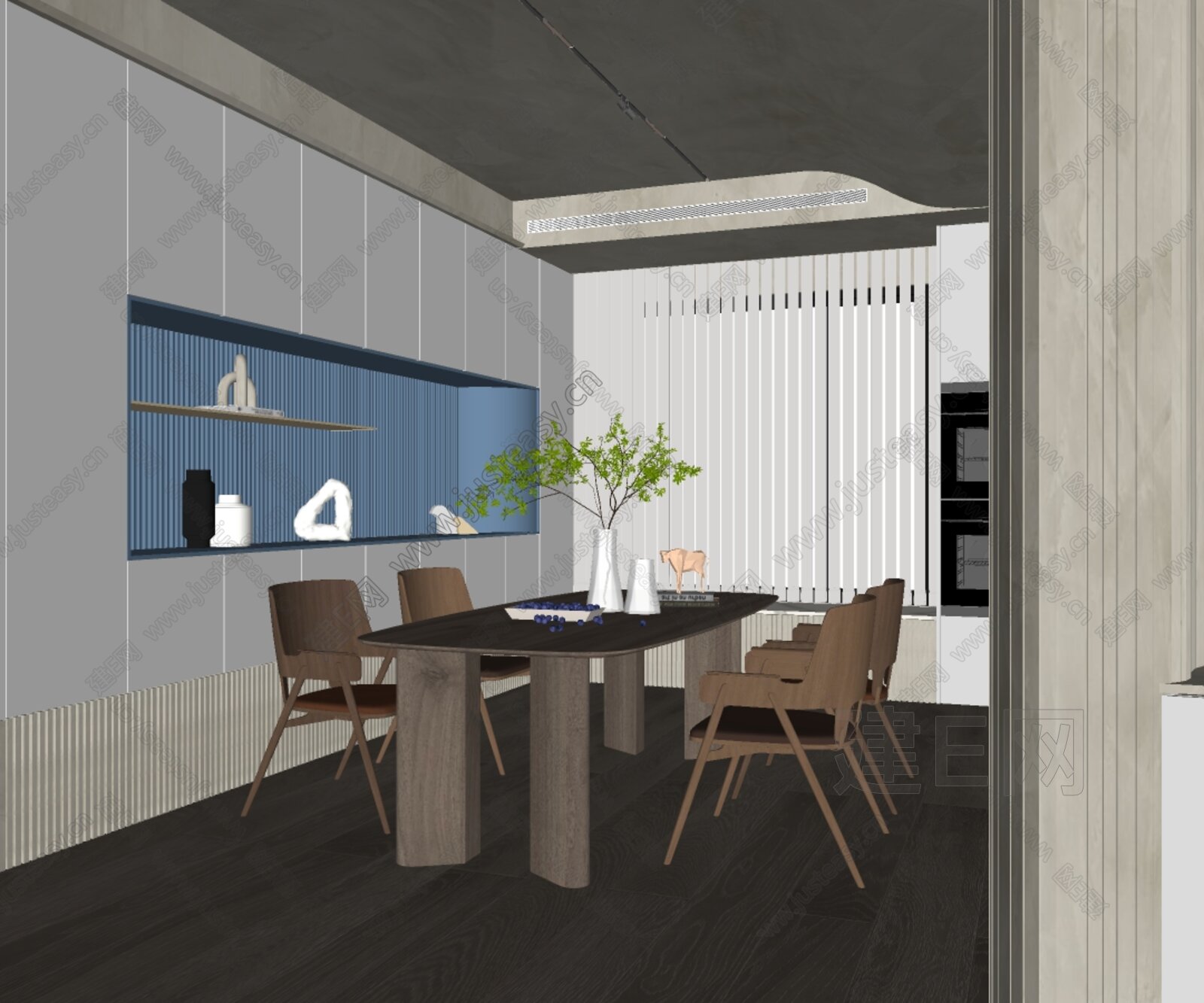 现代餐厅模型SU模型下载[ID:101403960]_建e网su模型