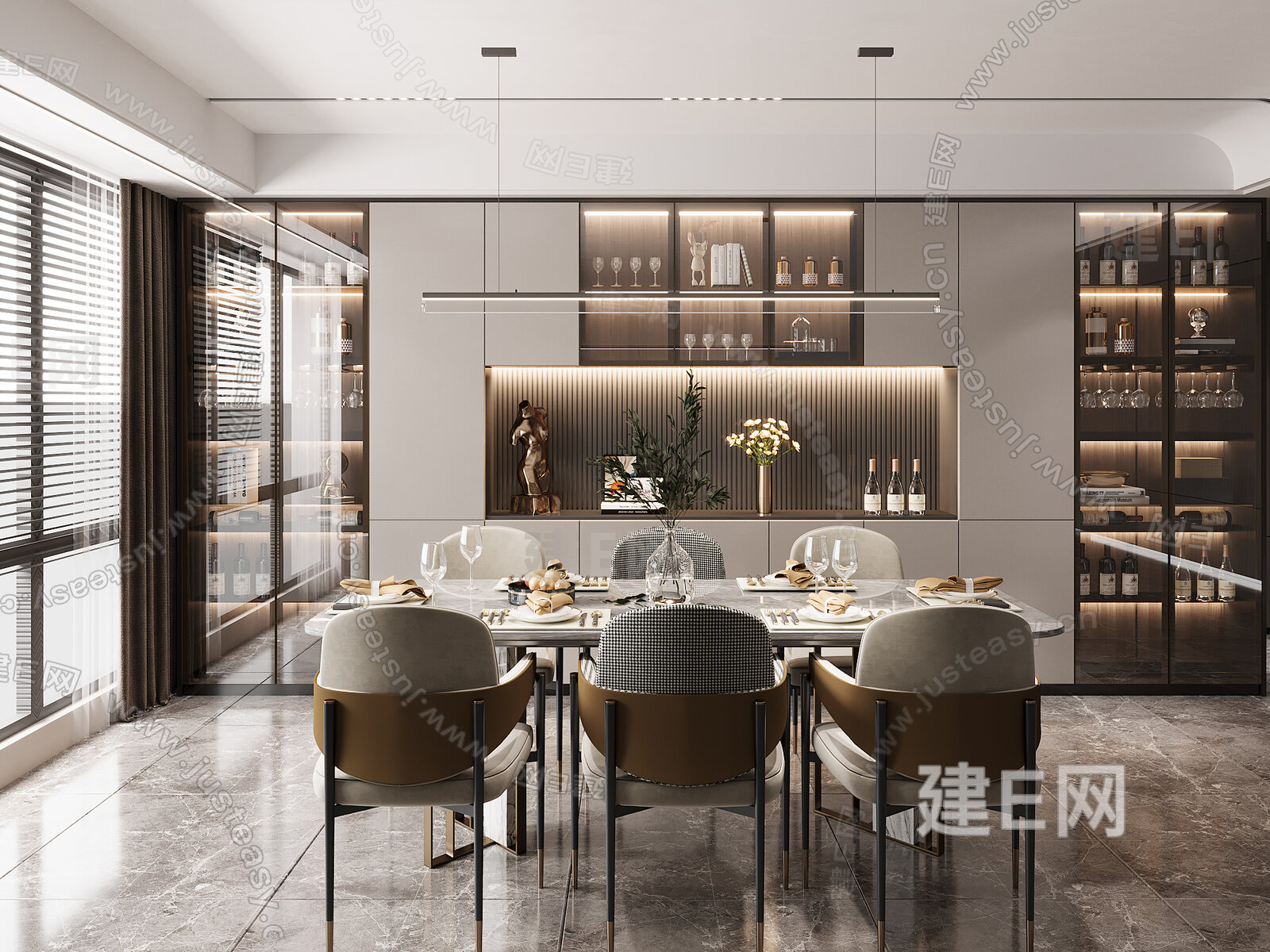 【现代餐厅3d模型】建e网_现代餐厅3d模型下载[ID:103240976]_打造3d现代餐厅模型免费下载平台