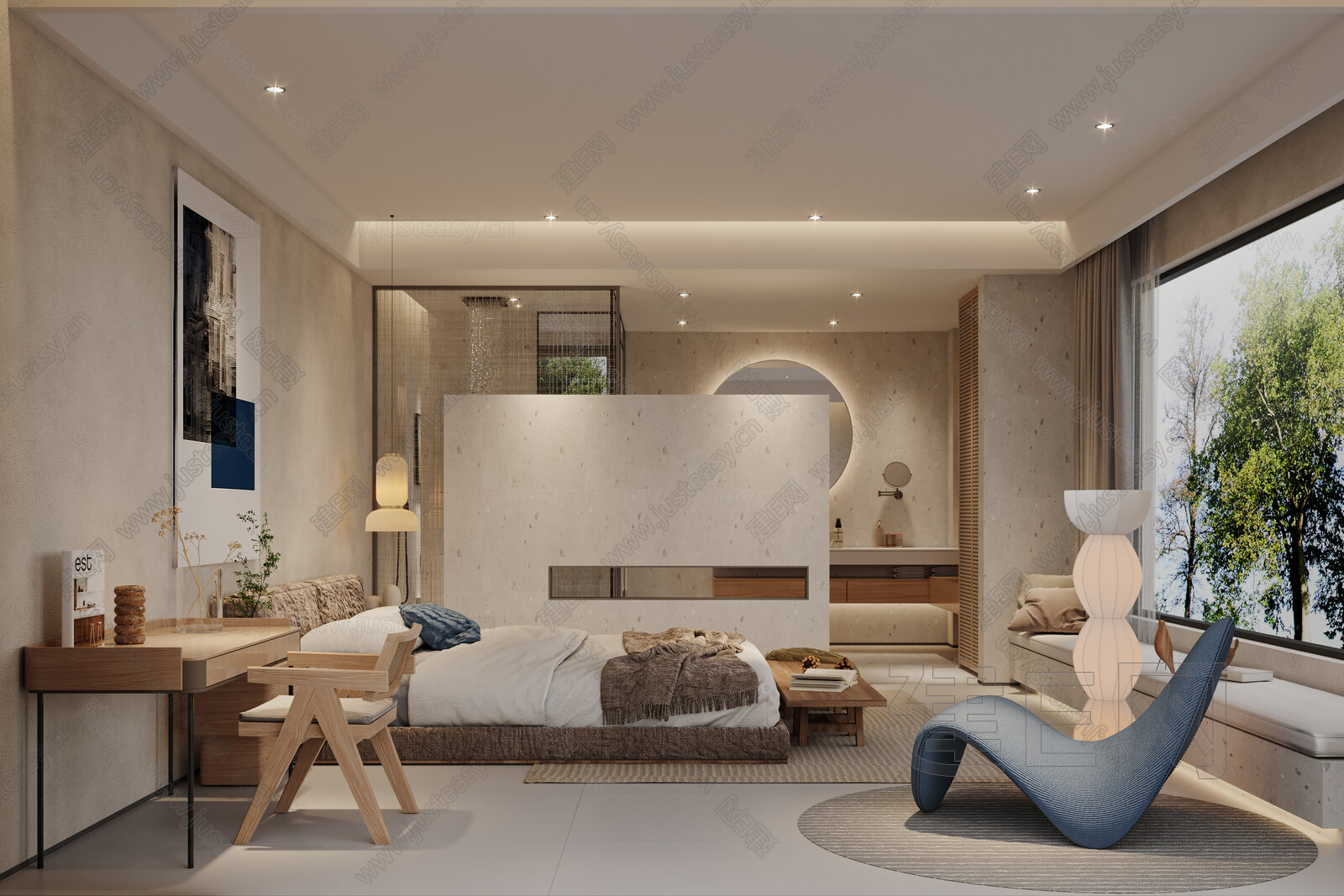 侘寂风格民宿客房3d模型下载[ID:103699812]_建e网3d模型