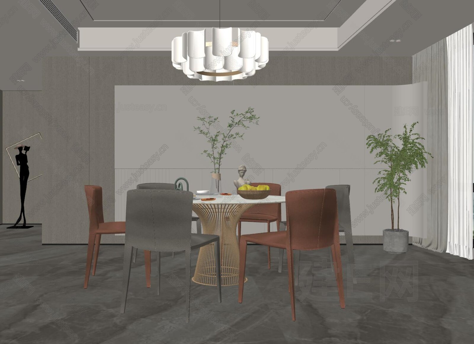 现代餐厅模型SU模型下载[ID:103042444]_建e网su模型
