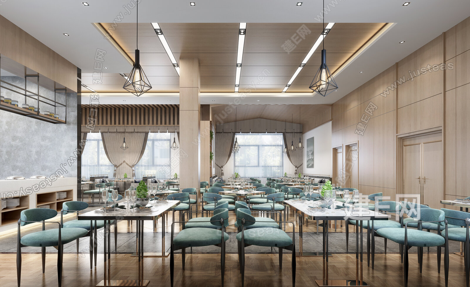 现代餐厅模型SU模型下载[ID:114839027]_建e网su模型