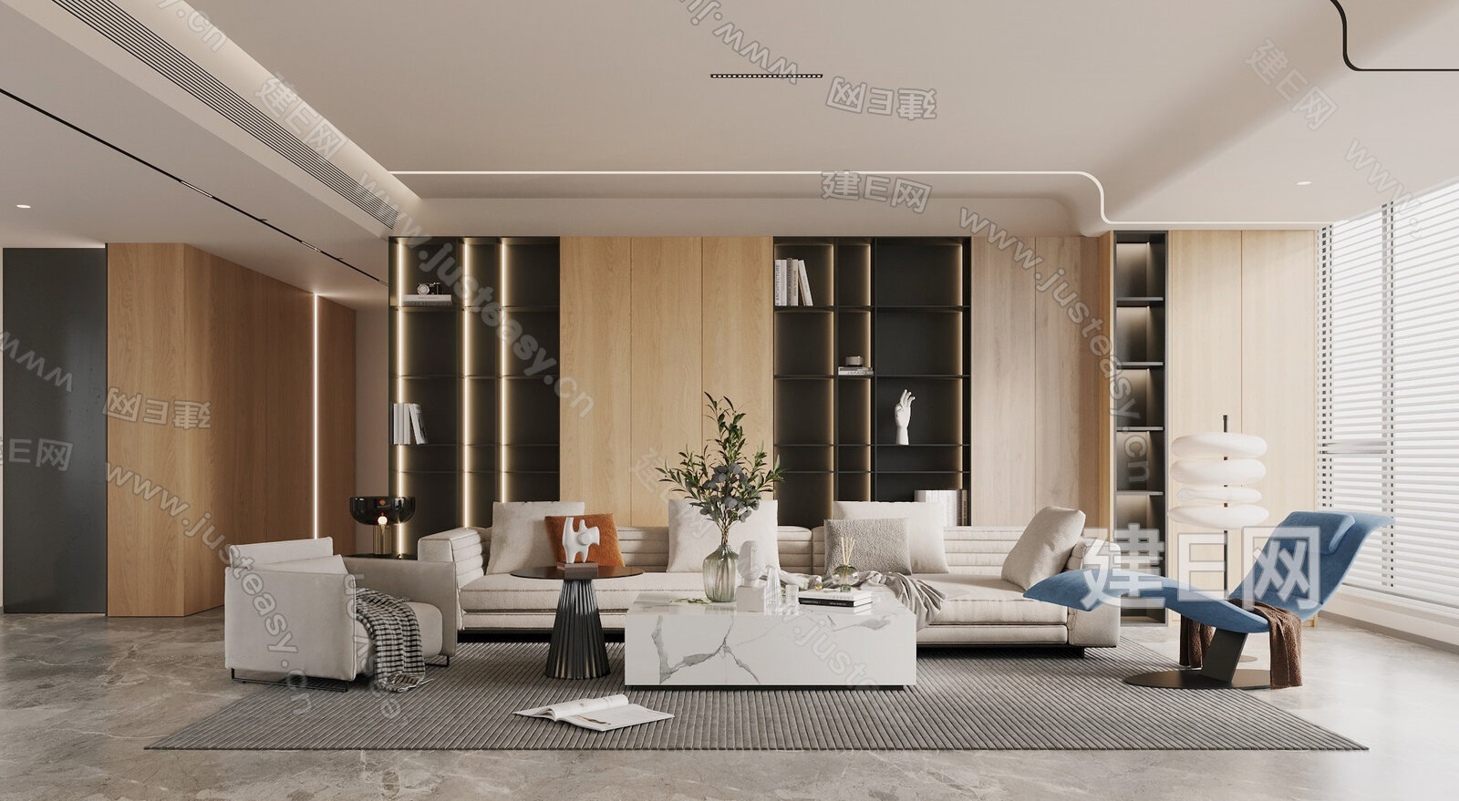现代客厅模型SU模型下载[ID:103566823]_建e网su模型