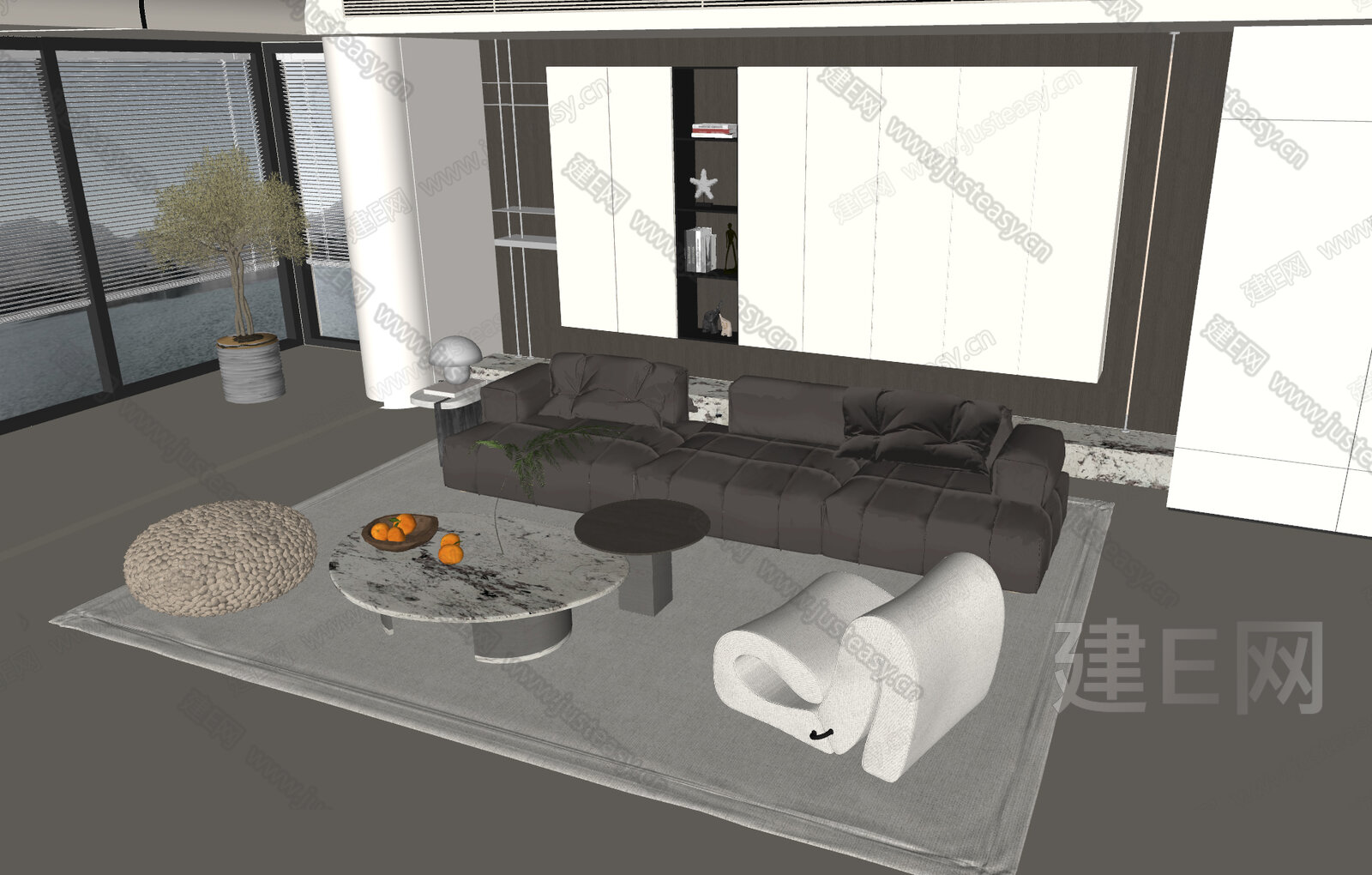 Minotti 现代沙发茶几组合模型SU模型下载[ID:103763383]_建e网su模型