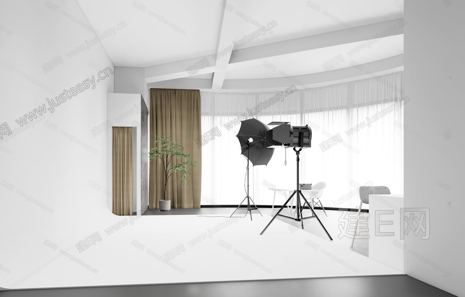现代摄影棚模型SU模型下载[ID:104090919]_建e网su模型