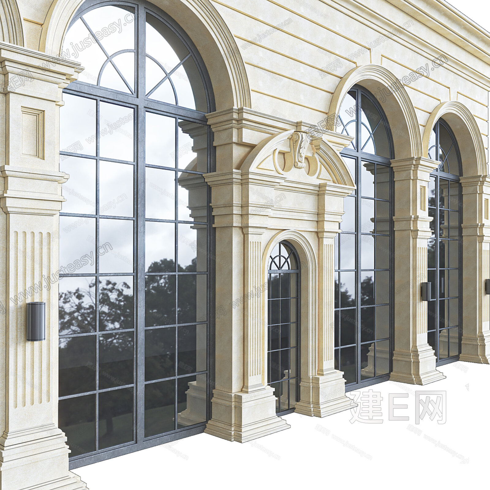 古典欧式别墅餐厅拱形门洞装修效果图_装信通网效果图