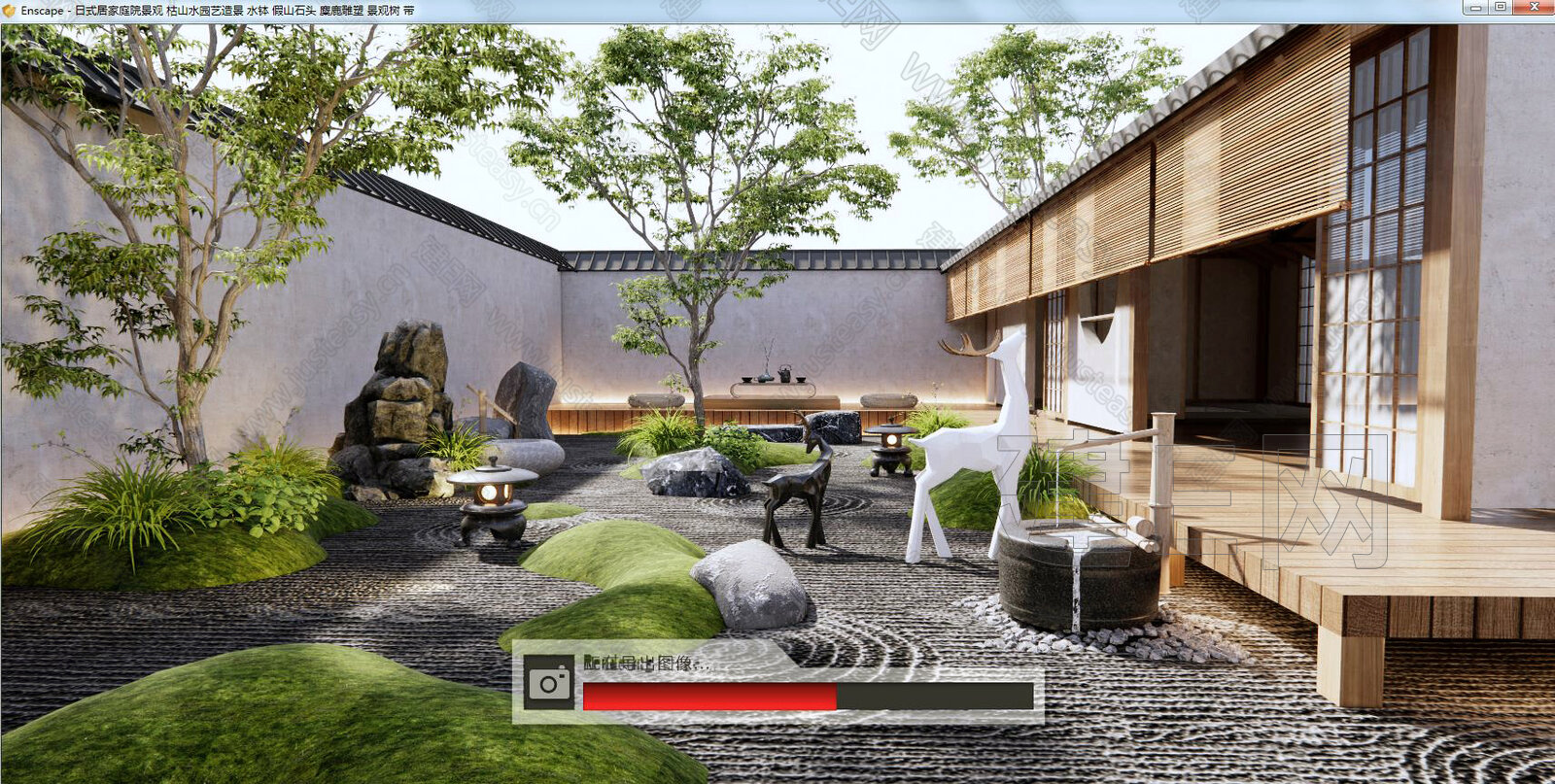 日式庭院景观模型SU模型下载[ID:103304573]_建e网su模型