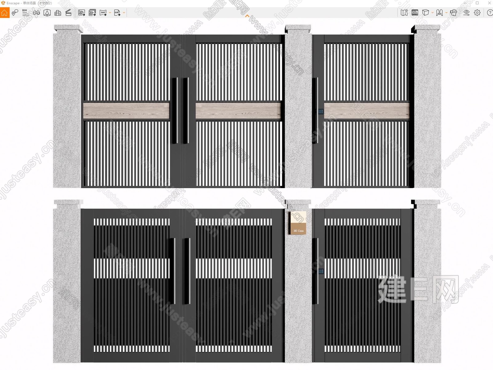 现代庭院门模型SU模型下载[ID:103435646]_建E室内设计网