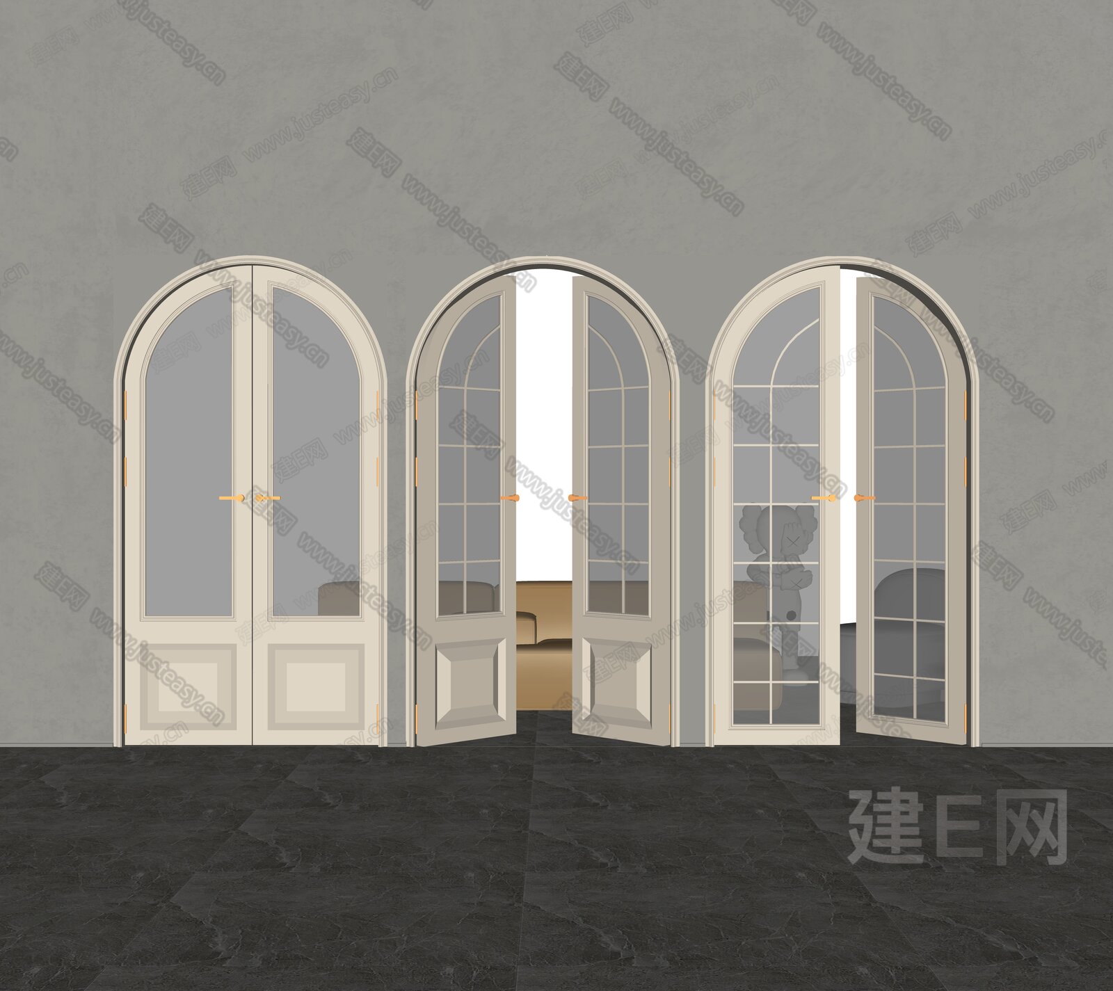 法式双开门模型SU模型下载[ID:104091009]_建E室内设计网