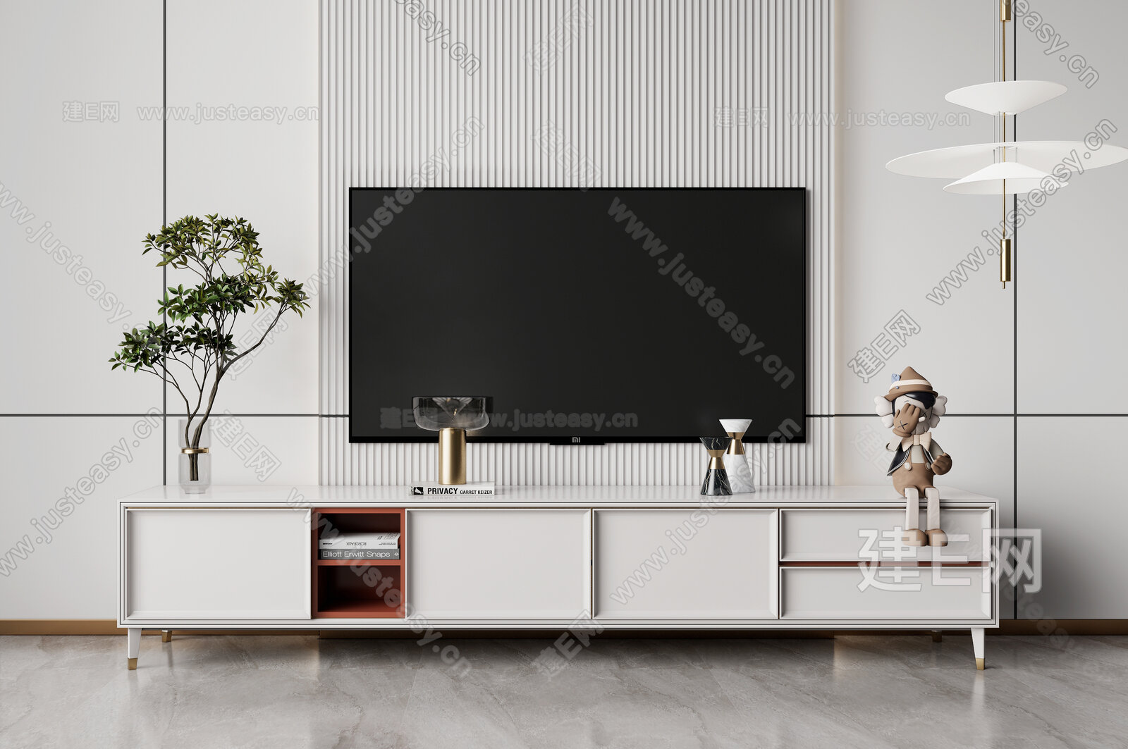 现代电视柜模型SU模型下载[ID:103894382]_建E室内设计网