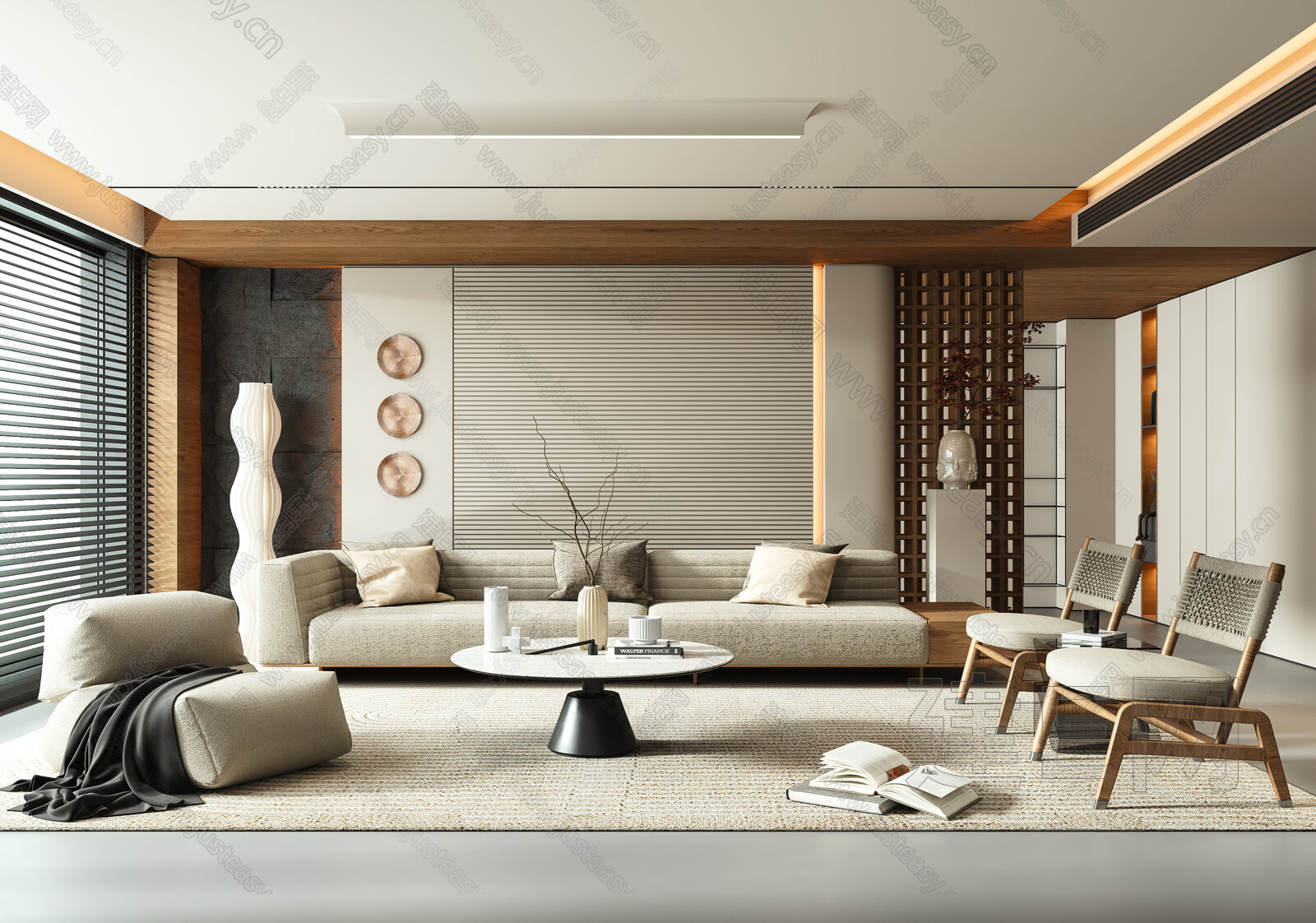 现代客厅模型SU模型下载[ID:104811801]_建e网su模型