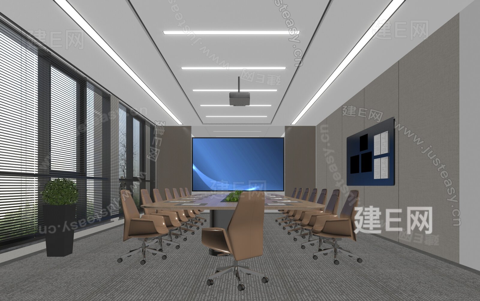 现代会议室模型SU模型下载[ID:113593660]_建e网su模型