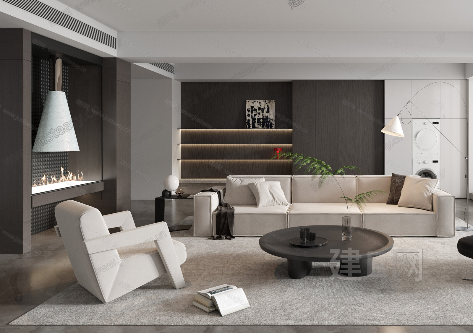现代客厅3d模型下载[ID:114841001]_建e网3d模型